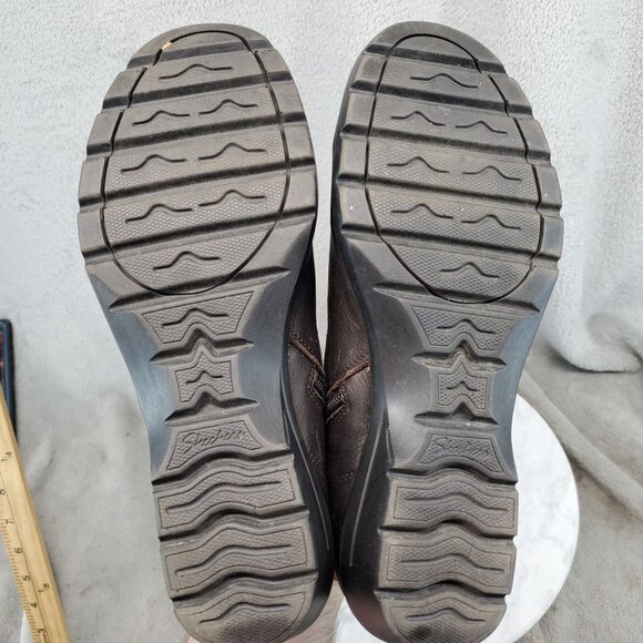 Skechers Shoes Womens Size 8.5 Chocolate Brown Leather Metronome Ankle Boots - Picture 7 of 10